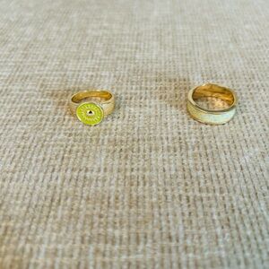 Gold and Green Rings Set